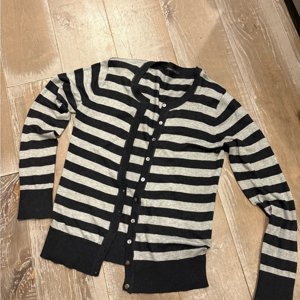 BCBGMaxAzria Black and Gray Knit Cardigan Sweater